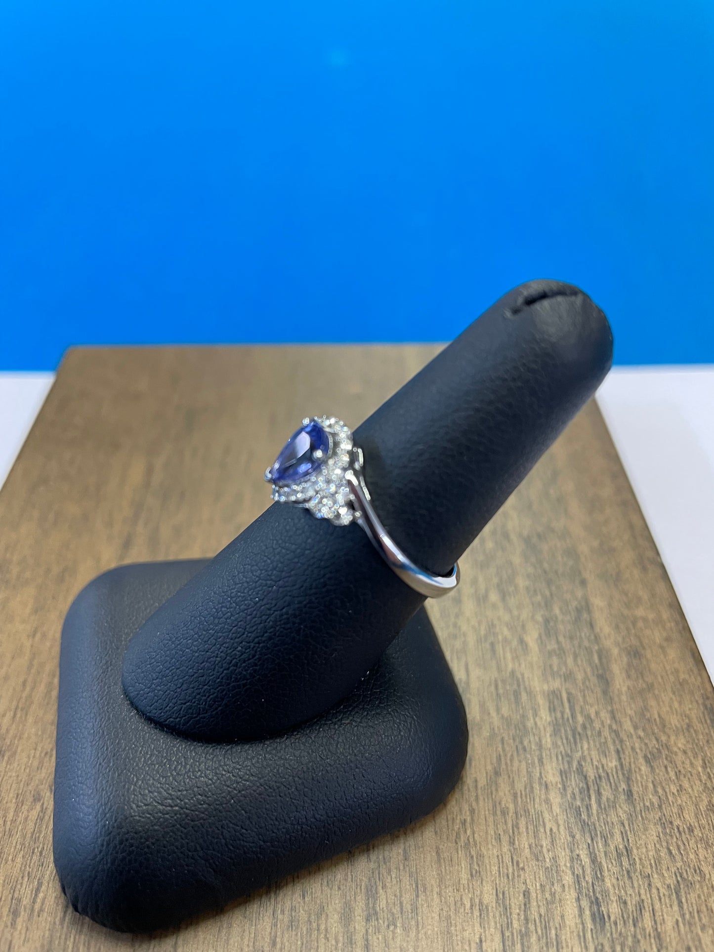 Silver Tanzanite Ring with Diamonds