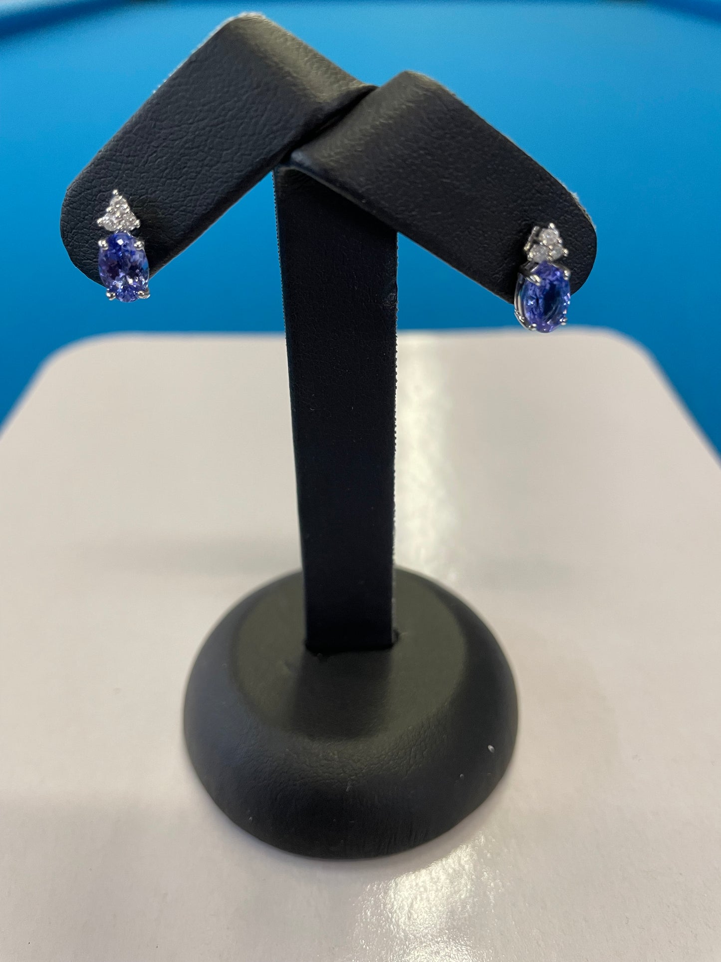 Silver Tanzanite & Diamond Earrings